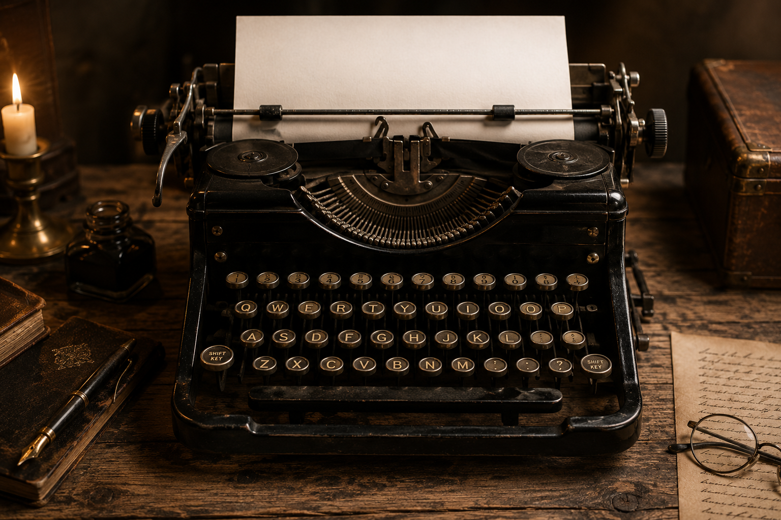 A writer's desk and notebook